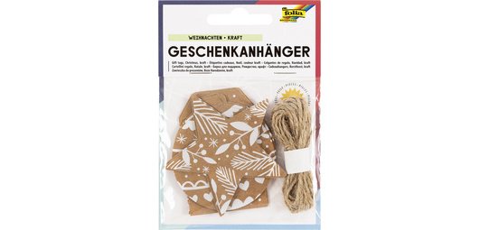 Etiquette cadeau 'Noël papier kraft', avec ficelle