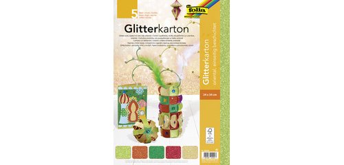 Folia Glitzerkarton Oriental, Packung mit 5 Blättern in verschiedenen Farben