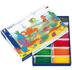 En_rotulador staedtler color jumbo trazo 3 mm school pack de 144 unidades colores surtidos 12 x color
