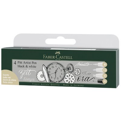 FABER-CASTELL Viltstift PITT artist pen, etui van 4