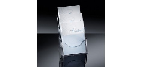 Porte-brochures de table, acrylique, A4, avec 3