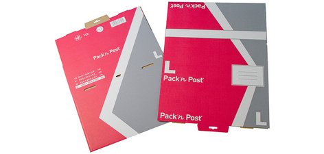 Boîte postale S, en carton, rouge / gris
