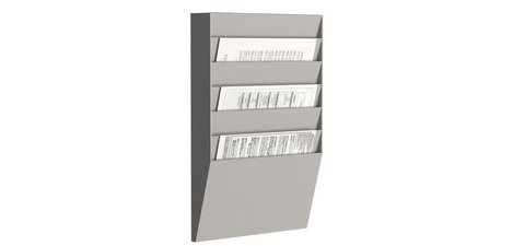 Paperflow wall sorter, 6 compartments, horizontal, gray