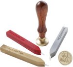 Ensemble de cire à cacheter, avec manche en bois
