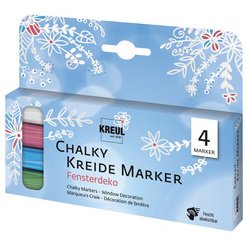 Krijtmarker Chalky medium raamdecoratie - kit van 4 stuks