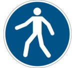 Panneau de sécurité 'Empreinter le chemin piéton'