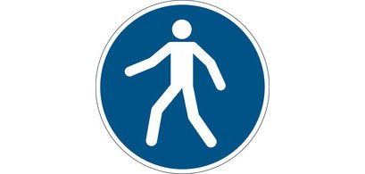 Panneau de sécurité 'Empreinter le chemin piéton'
