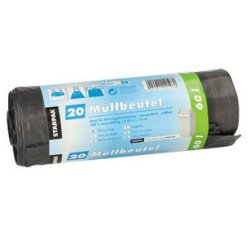 Sac poubelle LDPE, à liens coulissants, 60 litres