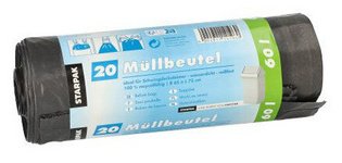 Sac poubelle LDPE, à liens coulissants, 60 litres