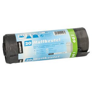 Vuilniszak LDPE, met trekkoord, 60 liter