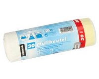 Sac poubelle LDPE, avec cordon, 30 litres, blanc