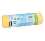 Sac poubelle HDPE à liens coulissants, 60 L, jaune