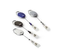 Porte-carte avec enrouleur 'STYLE', oval, blanc