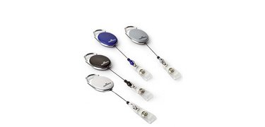 Porte-badge avec enrouleur 'STYLE', oval, blanc