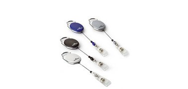 Porte-carte avec enrouleur 'STYLE', oval, blanc