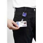 Porte-badge avec enrouleur, oval, bleu