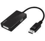 DisplayPort 4K vers adaptateur DVI/HDMI/VGA, noir