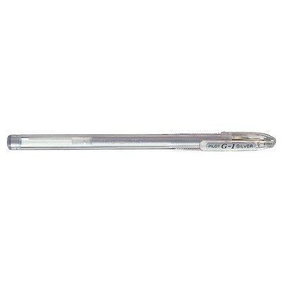 Stylo à bille pointe moyenne encre gel argent corps plastique à capuchon G1 07