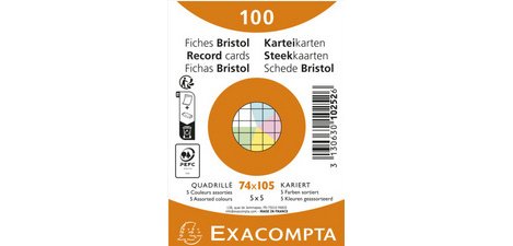 Paquet 100 fiches sous film - bristol uni non perforé 74x105mm - Blanc