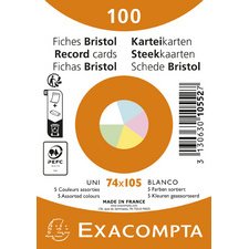 Fiches bristol, A7, uni, assorti