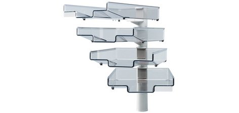 Colonne pivotante avec 4 bacs courrier