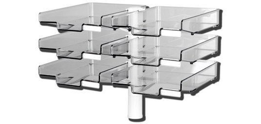 Colonne pivotante avec 6 bacs à courrier