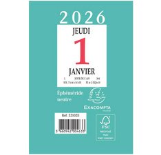 Bloc éphéméride neutre sans support 6,5 x 9,7 cm - 2026 - Vert
