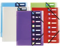 Trieur polypropylène 3 rabats Crystal colours 8 compartiments - Couleurs assorties