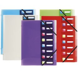 Trieur polypropylène 3 rabats Crystal colours 8 compartiments - Couleurs assorties