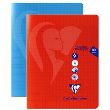 Cahier Travaux Pratiques piqué Mimesys 17x22cm 80 pages grands carreaux + uni couverture polypropylène Couleur aléatoire - Assortis