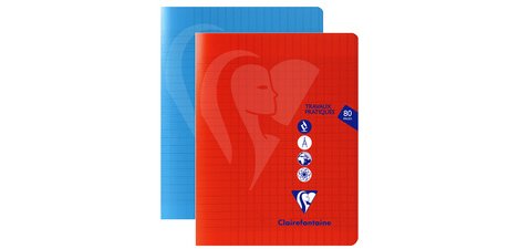 Cahier Travaux Pratiques piqué Mimesys 24x32cm 80 pages grands carreaux + uni couverture polypropylène Couleur aléatoire - Assortis