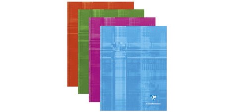 Cahier brochure rembordée rigide 17x22 cm 192 pages grands carreaux - Assortis