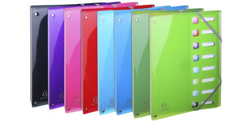 Trieur extensible en polypropylène 8 compartiments IDERAMA PP - A4 - Couleurs assorties