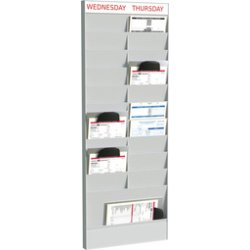 Planificateur de bureau mural, 20 casiers, gris