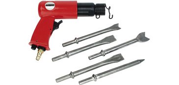 Marteau burineur à air comprimé, 5 burins