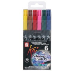 Feutre pinceau Koi Coloring Brush, étui de 6 ,