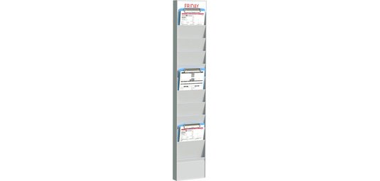Planificateur de bureau mural, 10 casiers, gris