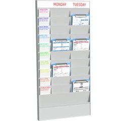 Planificateur de bureau mural, 20 casiers, gris
