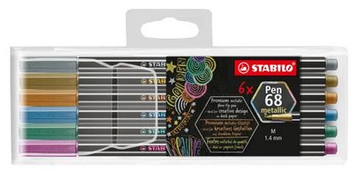 Feutre Pen 68 metallic, étui en plastique de 6