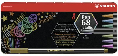 Feutre Pen 68 metallic, étui en métal de 8