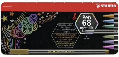 Feutre Pen 68 metallic, étui en métal de 8