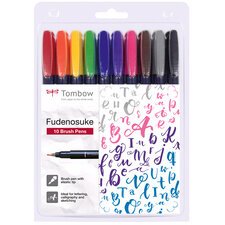 Tombow Stylo de calligraphie Fudenosuke, dureté 1, set de 10