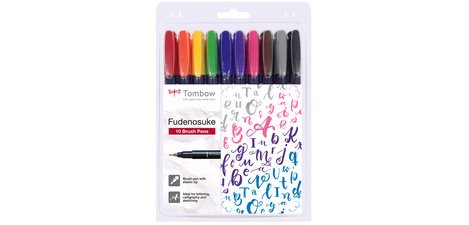 Tombow Stylo de calligraphie Fudenosuke, dureté 1, set de 10