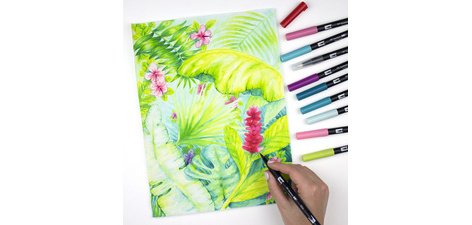 Tombow Dual Tip Marker 'ABT DUAL BRUSH PEN', set of 6