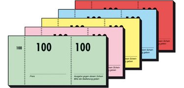Block von nummerierten Tickets 1-100, 105 x 50 mm,