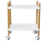 Chariot de bureau, 2 étagères, blanc / hêtre