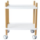 Chariot de bureau, 2 étagères, blanc / hêtre