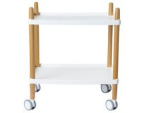 Chariot de bureau, 2 étagères, blanc / hêtre