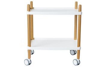 Chariot de bureau, 2 étagères, blanc / hêtre