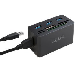 Hub USB 3.0 avec lecteur de carte All-in-One, noir